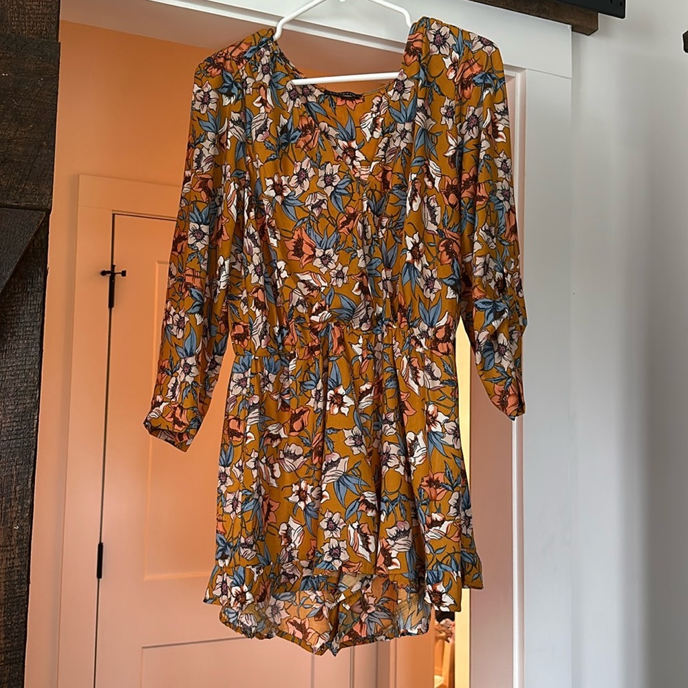 Floral Romper in mustard